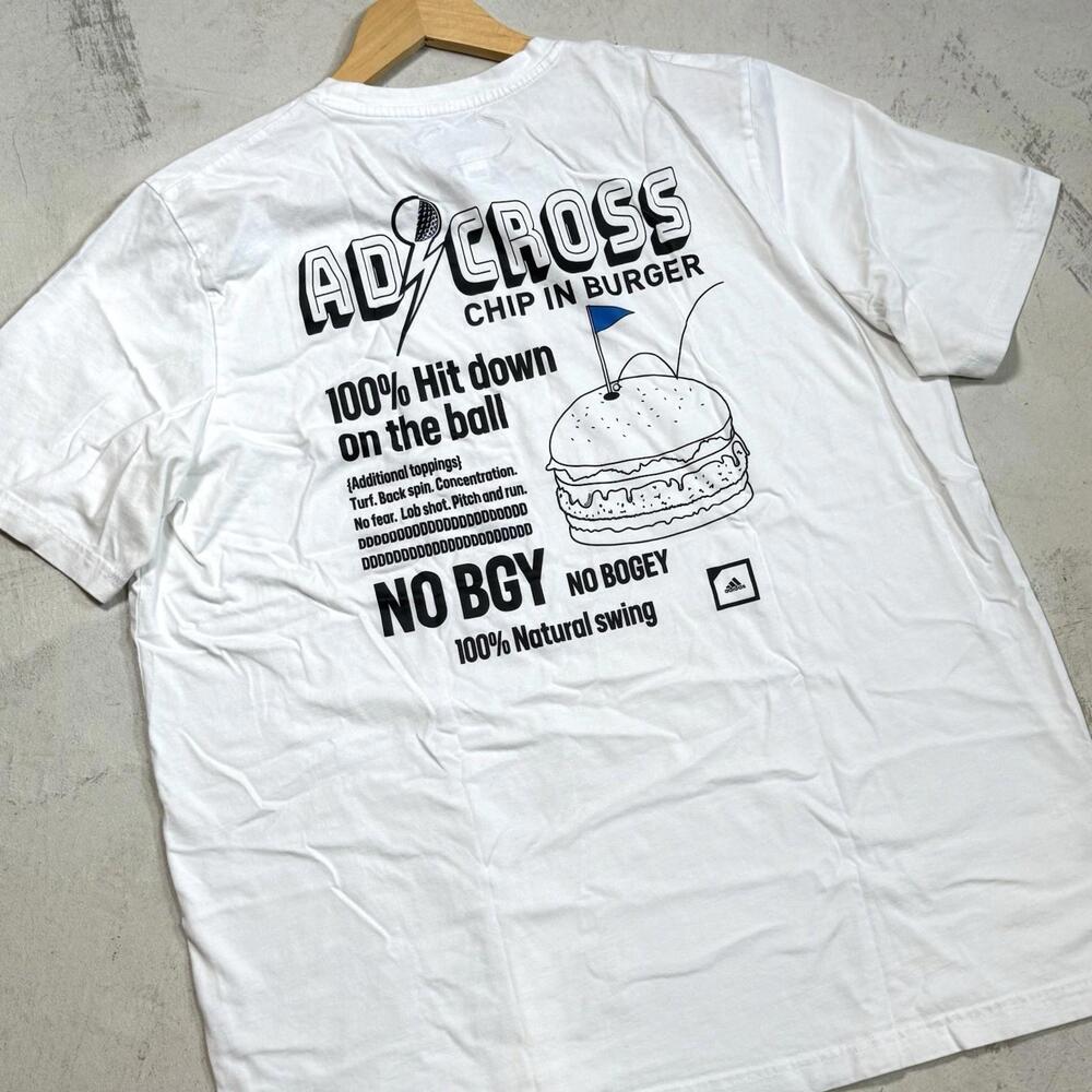 Adidas Adicross Chip In Burger Golf Graphic T-Shirt White Men Size Xl Summer Gym